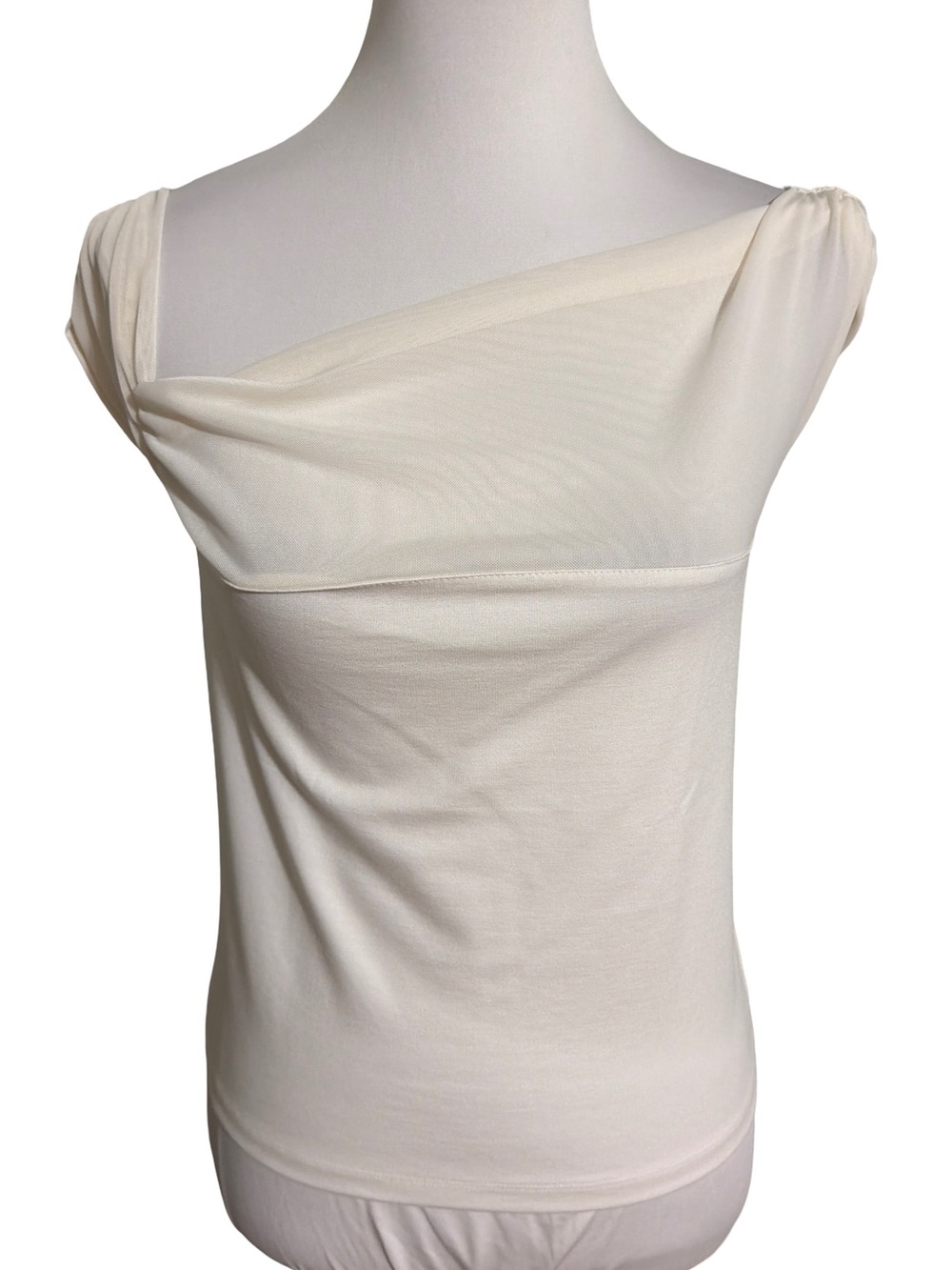 LOFT Ivory Asymmetrical Off-Shoulder Top